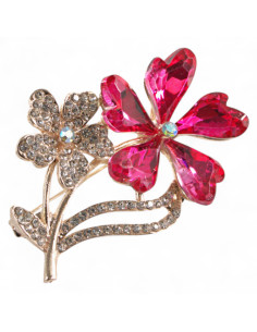 BROSZKA BROSZA ELEGANCKI KRYSZTAŁOWY RÓŻOWY KWIATEK...