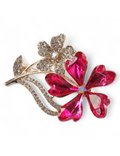 BROSZKA BROSZA ELEGANCKI KRYSZTAŁOWY RÓŻOWY KWIATEK... 2