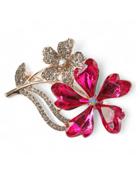 BROSZKA BROSZA ELEGANCKI KRYSZTAŁOWY RÓŻOWY KWIATEK LOLITA AKCESORIA