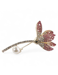 BROSZKA BROSZA ELEGANCKI  KWIATEK z CYRKONIAMI RÓŻOWY...