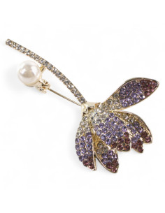 BROSZKA BROSZA ELEGANCKI  KWIATEK z CYRKONIAMIFIOLETOWY...