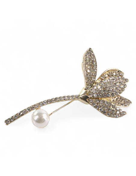 BROSZKA BROSZA ELEGANCKI  KWIATEK z CYRKONIAMI CRYSTAL LOLITA AKCESORIA