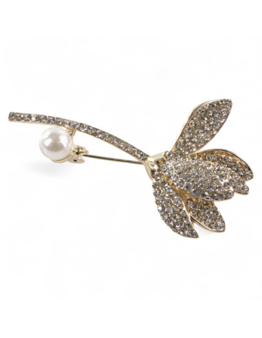 BROSZKA BROSZA ELEGANCKI  KWIATEK z CYRKONIAMI...