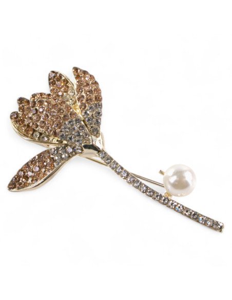 BROSZKA BROSZA ELEGANCKI  KWIATEK z CYRKONIAMI RÓŻOWY LOLITA AKCESORIA