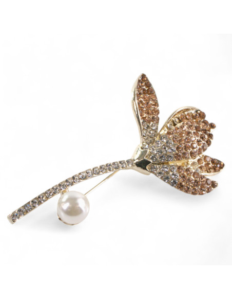 BROSZKA BROSZA ELEGANCKI  KWIATEK z CYRKONIAMI RÓŻOWY LOLITA AKCESORIA