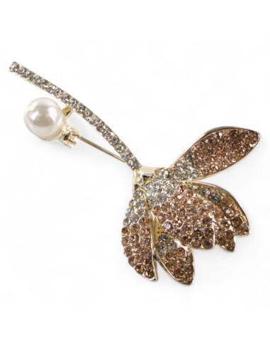 BROSZKA BROSZA ELEGANCKI  KWIATEK z CYRKONIAMI...