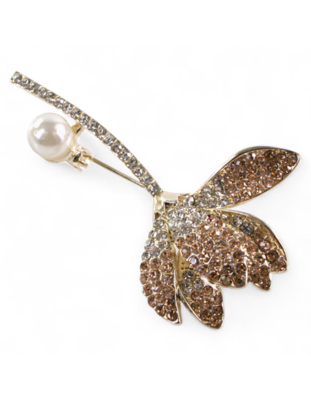 BROSZKA BROSZA ELEGANCKI  KWIATEK z CYRKONIAMI RÓŻOWY LOLITA AKCESORIA