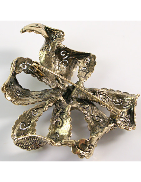 BROSZKA BROSZA Wiktoriańska Ażurowa Kokarda Stare Złoto Lolita Akcesoria