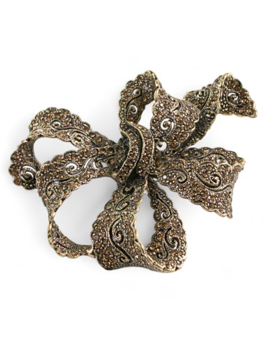 BROSZKA BROSZA Wiktoriańska Ażurowa Kokarda...