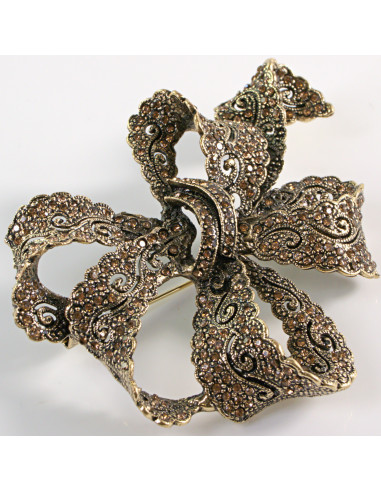 BROSZKA BROSZA Wiktoriańska Ażurowa Kokarda...