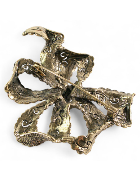 BROSZKA BROSZA Wiktoriańska Ażurowa Kokarda Stare Złoto Lolita Akcesoria