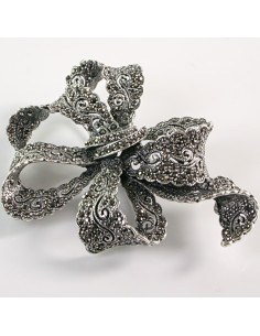 BROSZKA BROSZA Wiktoriańska Ażurowa Kokarda Stare Srebro... 2