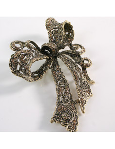 BROSZKA BROSZA Wiktoriańska Ażurowa Kokarda Stare Złoto... 2