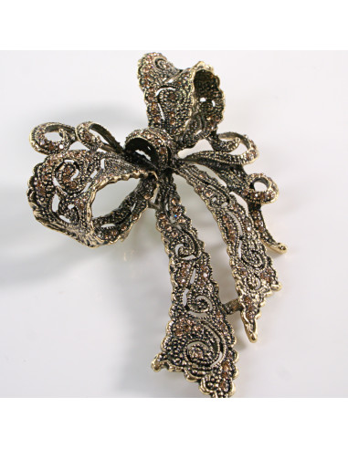 BROSZKA BROSZA Wiktoriańska Ażurowa Kokarda...