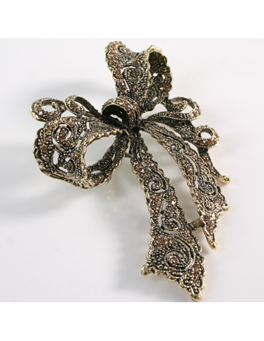 BROSZKA BROSZA Wiktoriańska Ażurowa Kokarda...