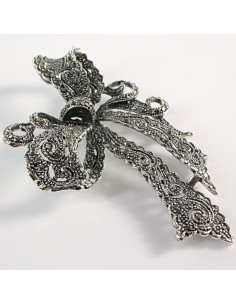 BROSZKA BROSZA Wiktoriańska Ażurowa Kokarda Stare Srebro... 2