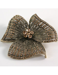 BROSZKA BROSZA Wiktoriański  Ażurowy KWIAT  Stare Złoto...