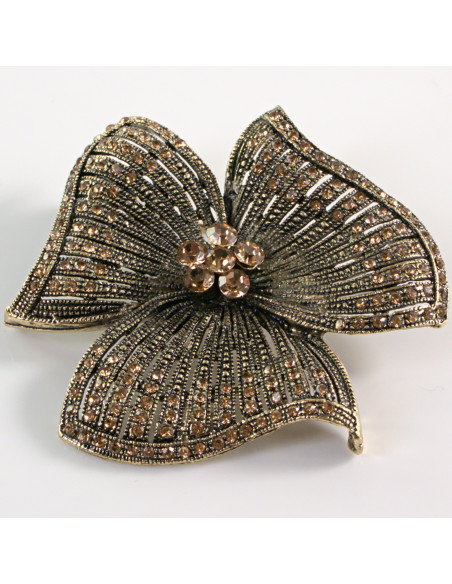 BROSZKA BROSZA Wiktoriański  Ażurowy KWIAT  Stare Złoto Lolita Akcesoria