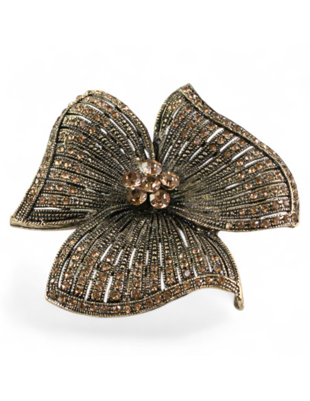 BROSZKA BROSZA Wiktoriański  Ażurowy KWIAT  Stare Złoto Lolita Akcesoria