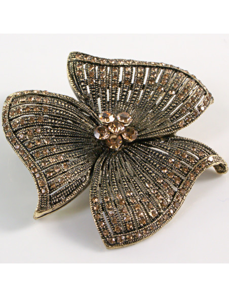 BROSZKA BROSZA Wiktoriański  Ażurowy KWIAT  Stare Złoto Lolita Akcesoria