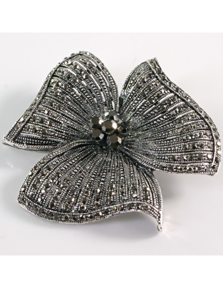 BROSZKA BROSZA Wiktoriański  Ażurowy KWIAT  Stare Srebro Lolita Akcesoria