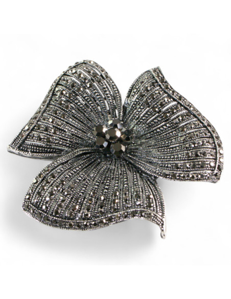 BROSZKA BROSZA Wiktoriański  Ażurowy KWIAT  Stare Srebro Lolita Akcesoria