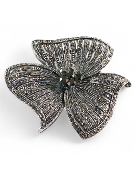 BROSZKA BROSZA Wiktoriański  Ażurowy KWIAT  Stare Srebro Lolita Akcesoria