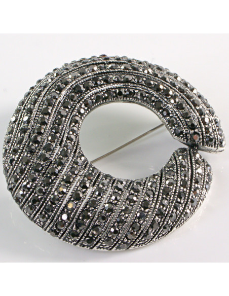 BROSZKA BROSZA Wiktoriański  Ażurowy WIENIEC  Stare Srebro Lolita Akcesoria