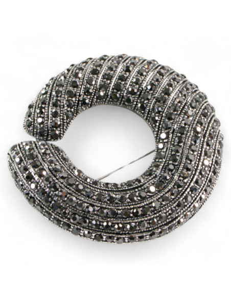 BROSZKA BROSZA Wiktoriański  Ażurowy WIENIEC  Stare Srebro Lolita Akcesoria