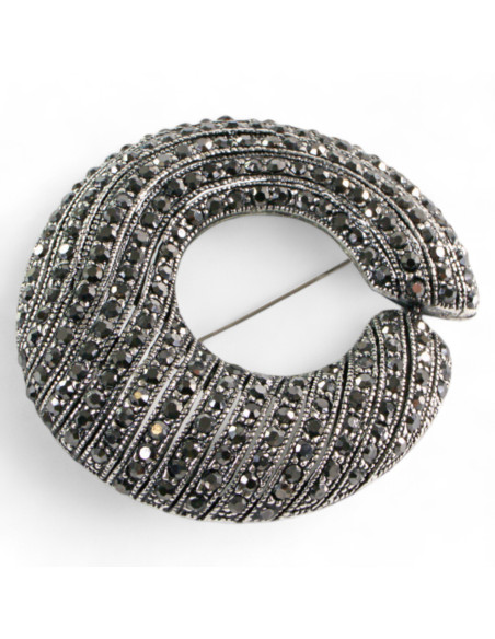 BROSZKA BROSZA Wiktoriański  Ażurowy WIENIEC  Stare Srebro Lolita Akcesoria