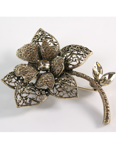 BROSZKA BROSZA Wiktoriański  Ażurowy KWIAT...