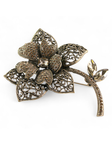 BROSZKA BROSZA Wiktoriański  Ażurowy KWIAT...