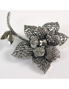BROSZKA BROSZA Wiktoriański  Ażurowy KWIAT  Stare Srebro...