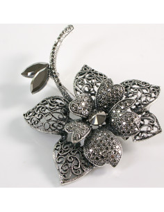 BROSZKA BROSZA Wiktoriański  Ażurowy KWIAT  Stare Srebro... 2