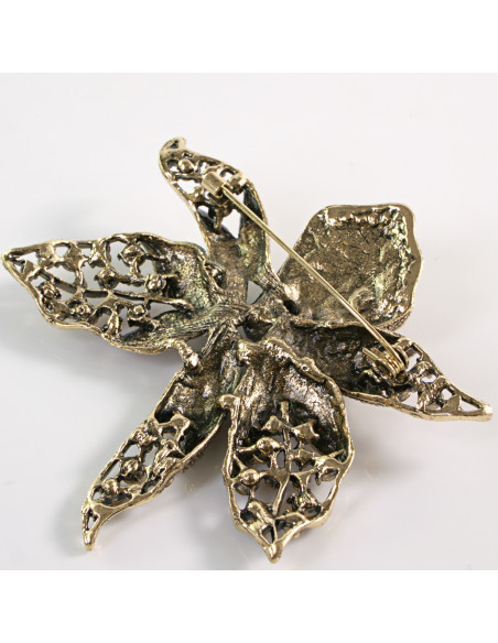 BROSZKA BROSZA Wiktoriański  Ażurowy KWIAT  Stare Złoto Lolita Akcesoria