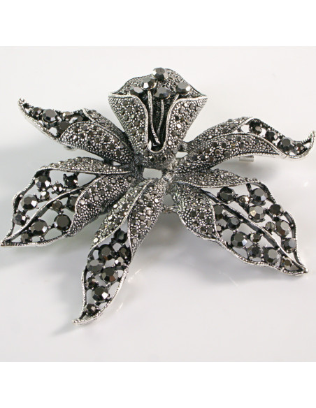 BROSZKA BROSZA Wiktoriański  Ażurowy KWIAT  Stare Srebro Lolita Akcesoria