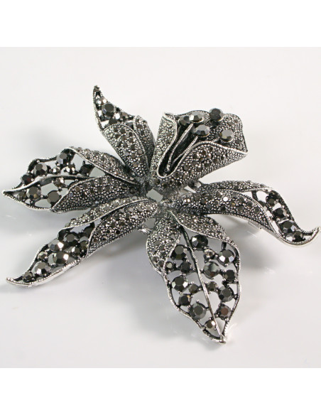 BROSZKA BROSZA Wiktoriański  Ażurowy KWIAT  Stare Srebro Lolita Akcesoria