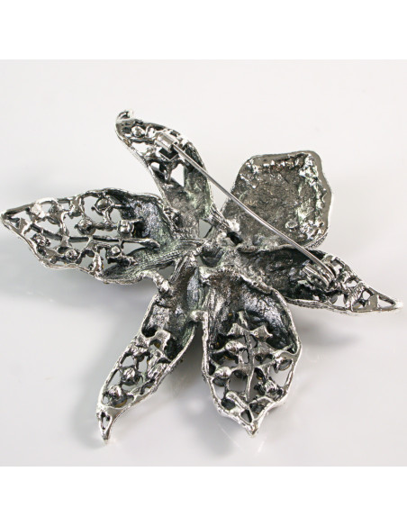 BROSZKA BROSZA Wiktoriański  Ażurowy KWIAT  Stare Srebro Lolita Akcesoria