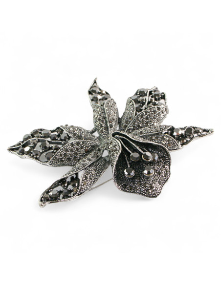 BROSZKA BROSZA Wiktoriański  Ażurowy KWIAT  Stare Srebro Lolita Akcesoria