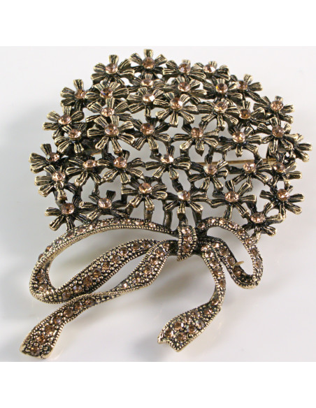 BROSZKA BROSZA Wiktoriański  Ażurowy KWIAT  Stare Złoto Lolita Akcesoria