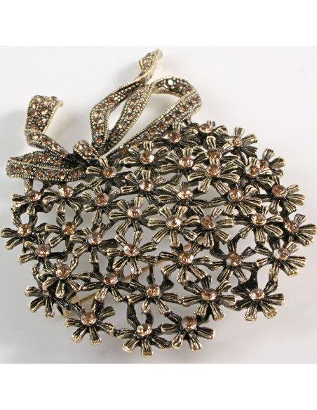 BROSZKA BROSZA Wiktoriański  Ażurowy KWIAT  Stare Złoto Lolita Akcesoria