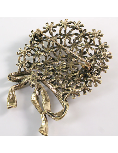 BROSZKA BROSZA Wiktoriański  Ażurowy KWIAT  Stare Złoto Lolita Akcesoria