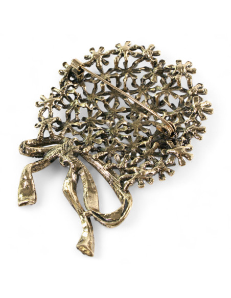 BROSZKA BROSZA Wiktoriański  Ażurowy KWIAT  Stare Złoto Lolita Akcesoria