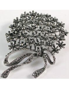 BROSZKA BROSZA Wiktoriański  Ażurowy KWIAT  Stare Srebro...