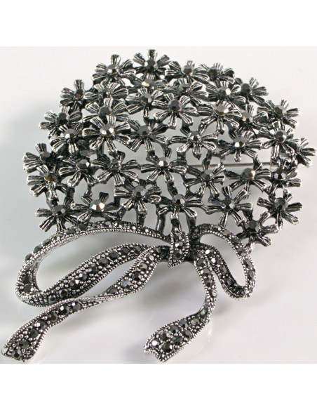 BROSZKA BROSZA Wiktoriański  Ażurowy KWIAT  Stare Srebro Lolita Akcesoria