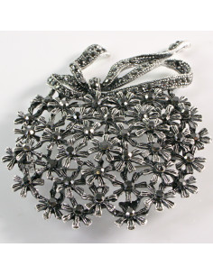 BROSZKA BROSZA Wiktoriański  Ażurowy KWIAT  Stare Srebro... 2