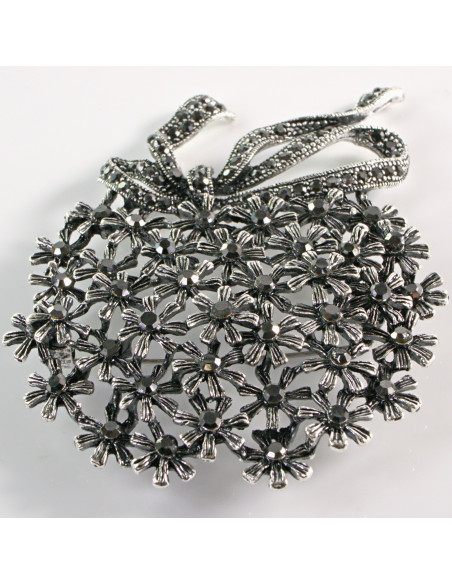 BROSZKA BROSZA Wiktoriański  Ażurowy KWIAT  Stare Srebro Lolita Akcesoria