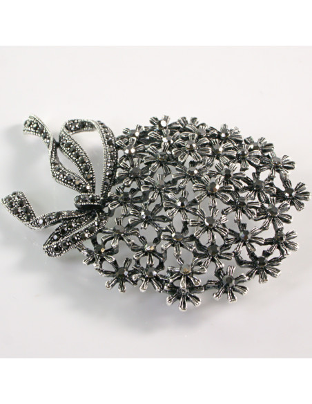 BROSZKA BROSZA Wiktoriański  Ażurowy KWIAT  Stare Srebro Lolita Akcesoria