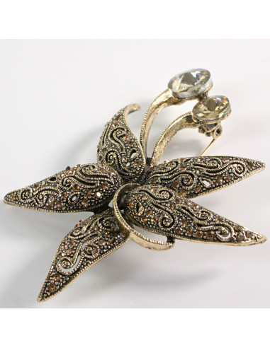 BROSZKA BROSZA Wiktoriański  Ażurowy KWIAT...