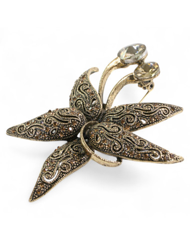 BROSZKA BROSZA Wiktoriański  Ażurowy KWIAT...